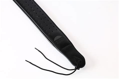 Black Leather Guitar Strap White Leds Reverb