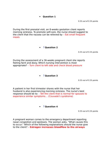 Ob Exam And Question Out Of Points During The First