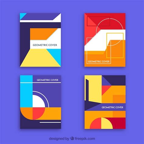 Colecci N De Portadas Geom Tricas Con Colores Vector Gratis