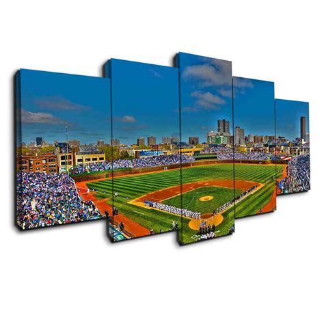 Chicago Baseball Stadium Baseball 5 Panel Canvas Art Wall Decor