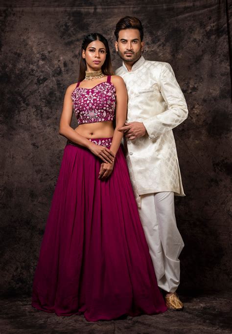 Sherwani Lehenga Choli Couple Matching Outfit Bride Groom Etsy