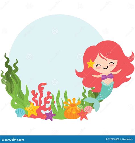 Vector Mermaid Circle Wreath Illustration Stock Vector Illustration