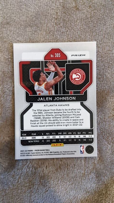 2021 22 Panini Prizm Jalen Johnson Hyper Rookie Duke Atlanta Hawks 305