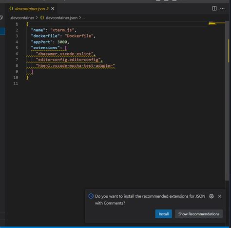 Opening A Devcontainer Json File Recommends The Json With Comments