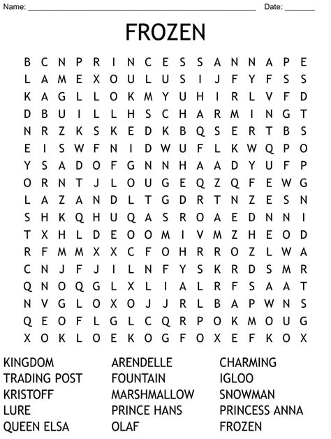 FROZEN Word Search WordMint