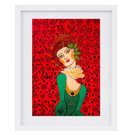 Quadro Gravura Moldura Obra Moça Vestido Verde Elo7