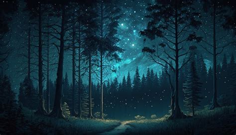 5 Night Forest Wallpaper Images Enchanted Forest Desktop Etsy