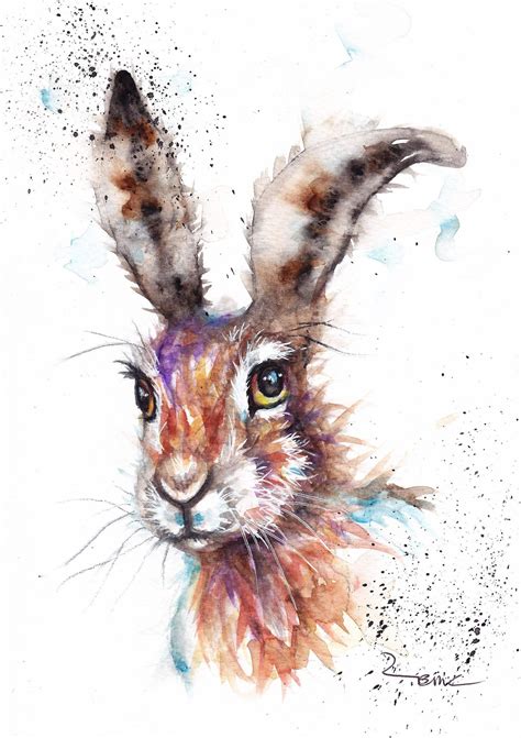 Hare painting watercolourhare paintings for salehare animal | Etsy Hare Watercolour, Watercolor ...