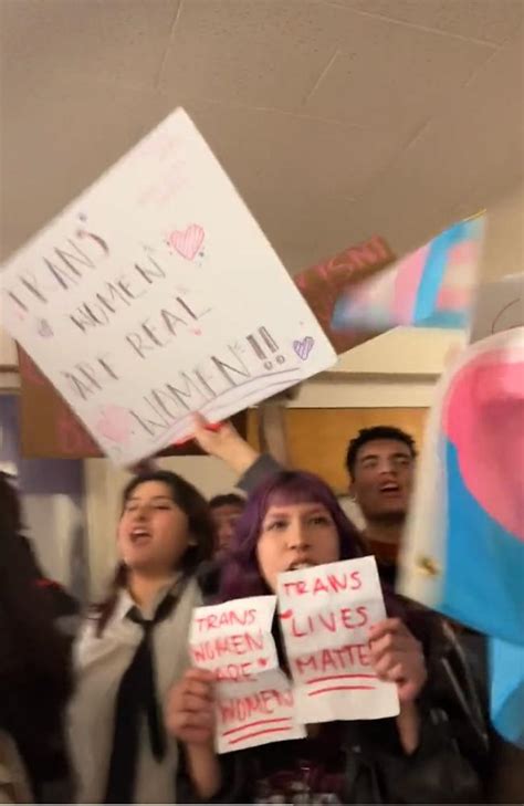 Riley Gaines Attacked By Transgender Rights Activists Barricades Self