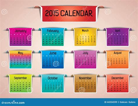 2015 Calendario Colorido Ilustración Del Vector Ilustración De Fecha