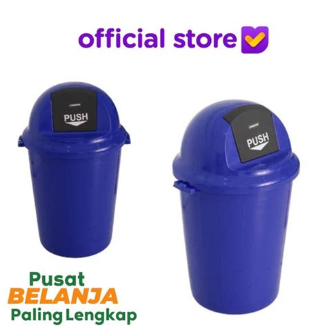 Jual Tempat Sampah Outdoor Push Cover Nw Biru Plastik Sampah