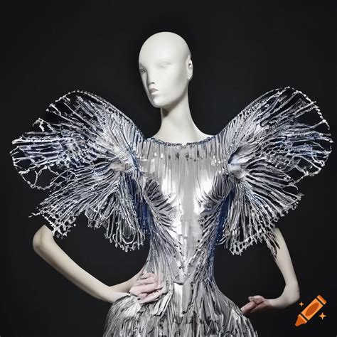 Iris Van Herpen Cyber Metallic Revolutionary Full Dress On Mannequin On