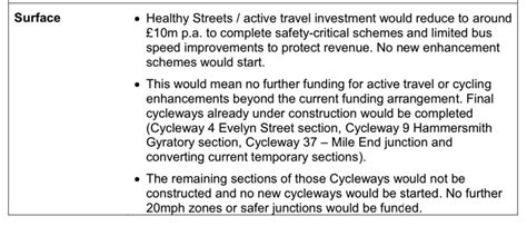 No new cycle routes if TfL does not receive adequate funding. : r ...