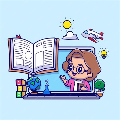 Ilustración De Icono De Vector De Dibujos Animados De Educación En