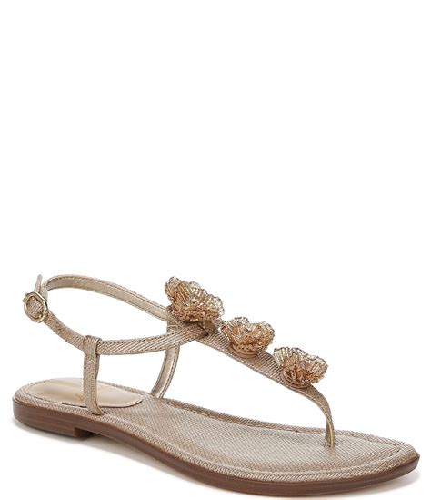 Sam Edelman Gigi Flora Raffia T Strap Flat Thong Sandals Dillards