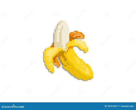 Banana Pixel Art 8 Bit Video Game Fruit Icon Vector Illustration