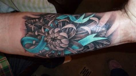 Teal Ribbon Tattoo