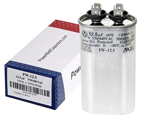 Powerwell 70 7 5 Mfd Uf 370 Or 440 Volt Vac Round Motor Dual Run Capacitor For Ac Air