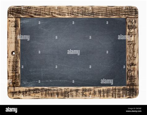 Blank Slate Blackboard With Chalk Texture In Rough Wooden Frame Stock