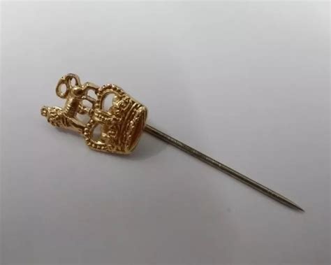 GENUINE BRITISH ROYAL Marines RM Gold Colour Officers Crown Pin Badge