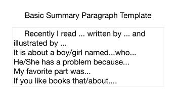 Basic Summary Paragraph Template by Jon Coley | Teachers Pay Teachers