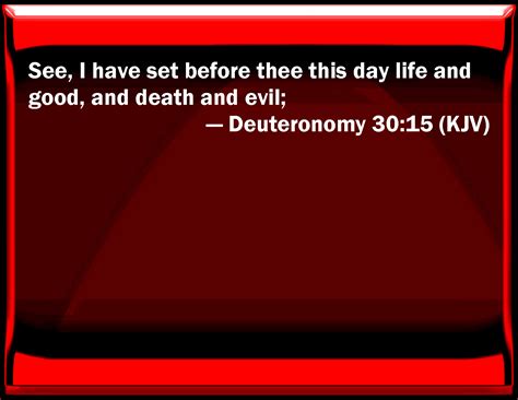 Deuteronomy 30:15 See, I have set before you this day life and good ...