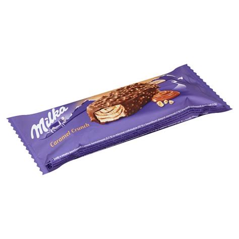 Milka Vanilla Ice Cream With Caramel Sauce Milk Chocolate Coat With