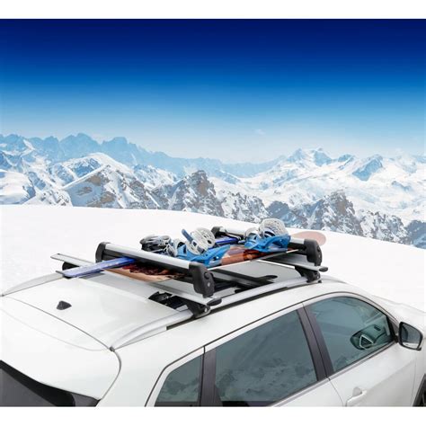 Porte Skis En Aluminium 6 Paires Pour Barres De Toit Accessoires Auto