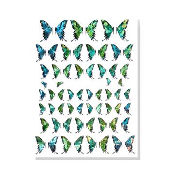 Schmetterling Holo Nagel Sticker Silber Zy