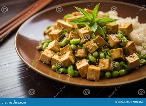 Tofu Stir Fry With Edamame And Garlic Stock Image Image Of Asian Food 293275765