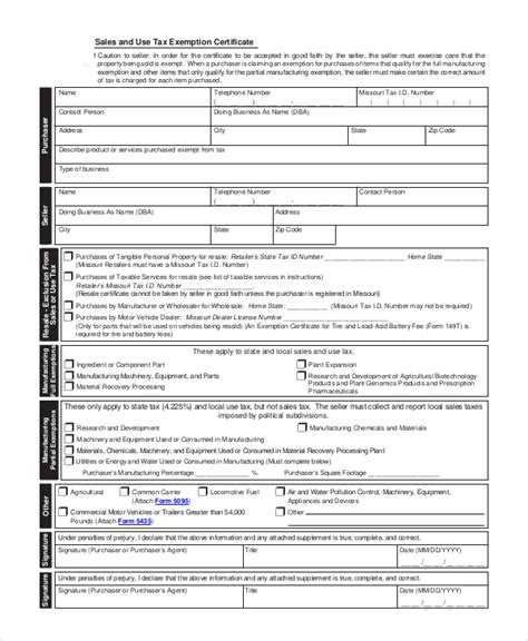 Sales Tax Exemption Certificate Canada