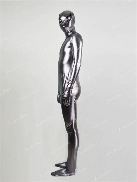 Shiny Grey Metallic Fullbody Zentai Suit Mz Fan Iezapp