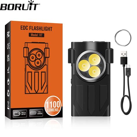 BORUiT V7 LED EDC Anahtarl K El Feneri Tip C Arj Edilebilir Ta Nabilir