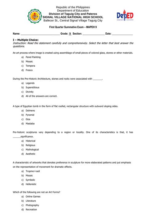 Summative Test 2 Quarter 1 Mapeh Interactive Worksheet Edform Porn Sex Picture