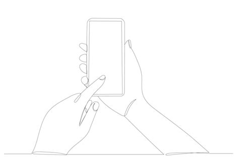 Premium Vector Hand With Phone Continuous Line Drawing Sketch Vector