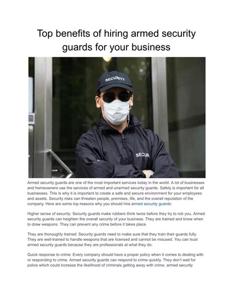 Ppt Top Benefits Of Hiring Armed Security Guards For Your Business