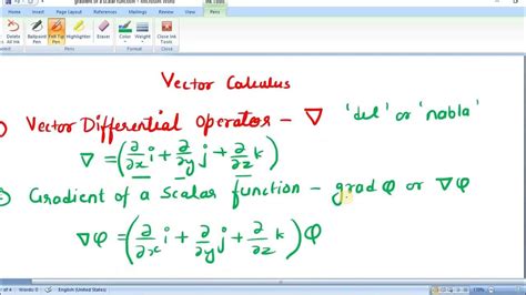 Gradient Of A Scalar Function Youtube