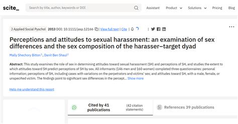 Citation Report Perceptions And Attitudes To Sexual Harassment An Examination Of Sex