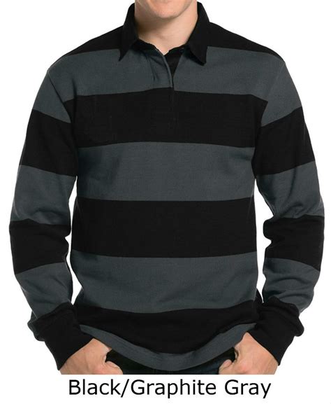 Mens Premium Long Sleeve Rugby Polo Shirt Plain T Shirts