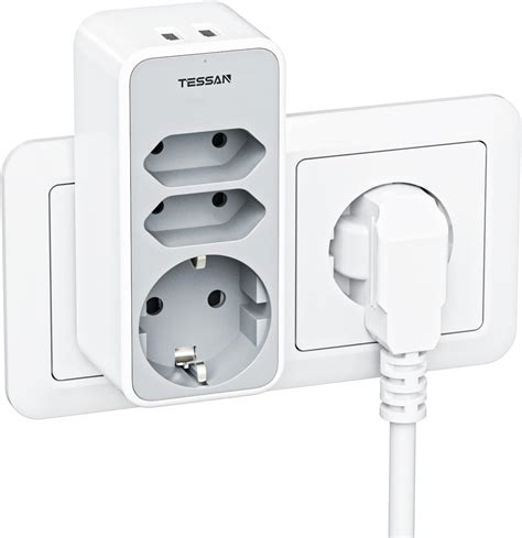 Tessan Prise Multiple Electrique Usb Multiprise Murale Prises Et