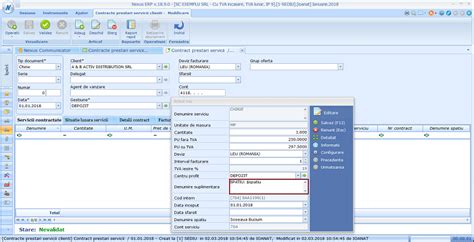 Nexus Erp Adaugare Camp Spatiu Pe Factura Si In Contracte Prestari