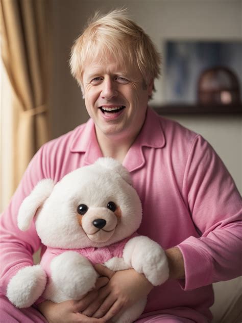 Lumenor Ai Image Generation Boris Johnson In Pink Pajamas Laughing