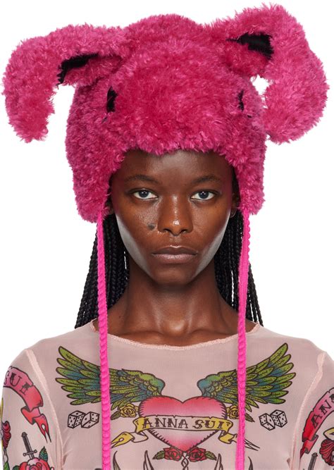 Anna Sui Pink Bunny Beanie Anna Sui