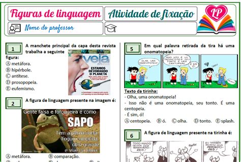 Figuras De Linguagem Atividades De Fixa O Li O Pr Tica