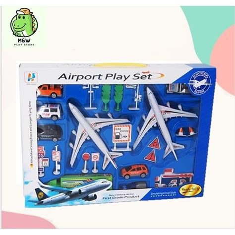 Airport Play Set Simulation Pretend Play Pilot Mini Figure Airplane