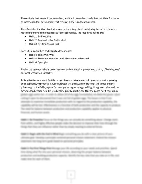 SOLUTION: Summary seven habits of highly effective people - Studypool