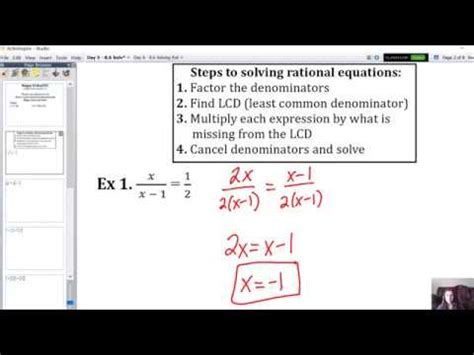 8 6 Solving Rational Equations YouTube