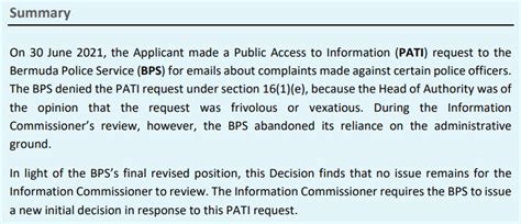 Ico Decision On Pati Request To Police Bernews