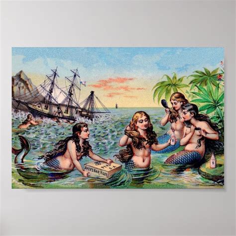 Vintage Mermaid Poster | Zazzle