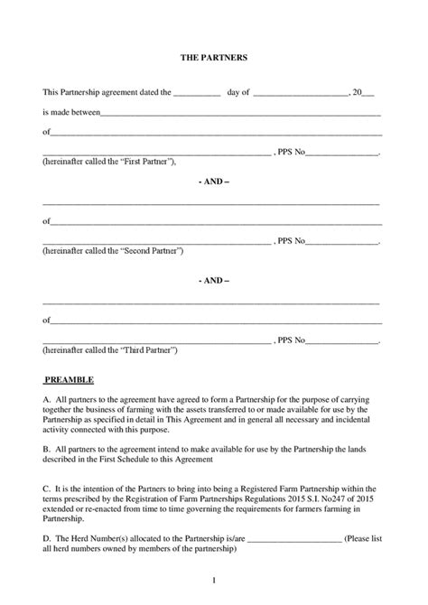 Farm Partnership Agreement Sample In Word And Pdf Formats Page 2 Of 34